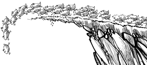 Image result for lemmings jumping off cliff